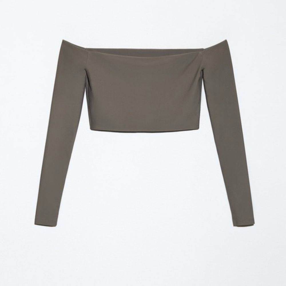 Zara off the shoulder long sleeve crop top